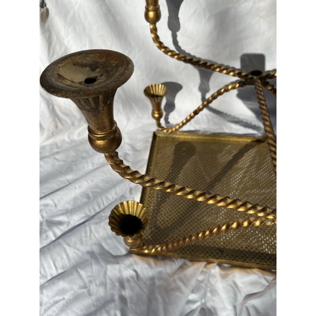 Gold Vintage Gilt Metal Rope and Tassel Bench For Sale - Image 8 of 9