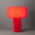 Mid-Century Modern Moonlight Table Lamp - Crimson Red Linen Shade, Dimmer Switch For Sale - Image 3 of 4