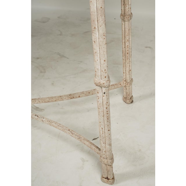 French Vintage Red Marble Console Table With Iron Painted Faux Bamboo Base For Sale - Image 3 of 8