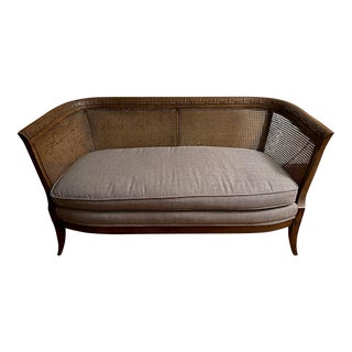 Contemporary Traditional Cane Settee For Sale