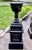 1900 - 1909 Large Antique Black Cast Iron Garden Urns on Pedestals, Pair, Circa 1900 For Sale - Image 5 of 18