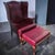 Vintage English Georgian-Style Wingback Oxblood Upholstery Lounge Chair & Matching Ottoman For Sale - Image 10 of 10