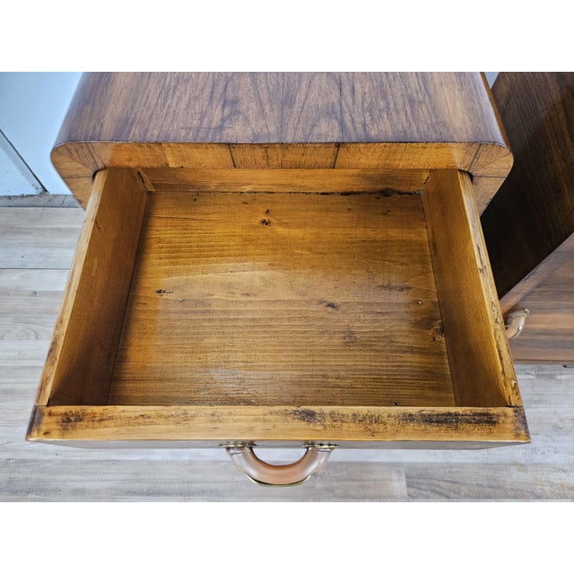 Art Deco Walnut Bedside Tables with Doors and Drawers, 1940s, Set of 2 For Sale - Image 12 of 18