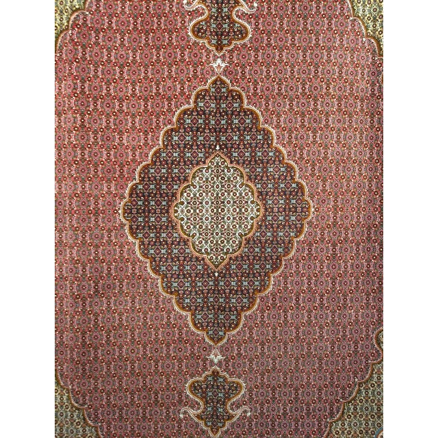 Antique Persian Tabriz Mahi Rug, Hand-Knotted Wool & Silk, Herati Geometric Pattern, Pomegranate Red & Tan, 7x10 For Sale - Image 18 of 18