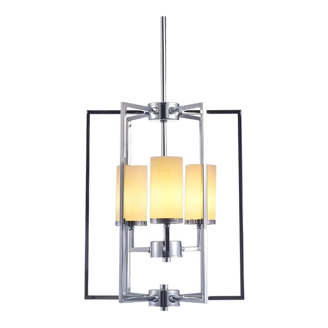 Pasargad Home Riva Frosted Glass & Polished Chrome Chandelier For Sale
