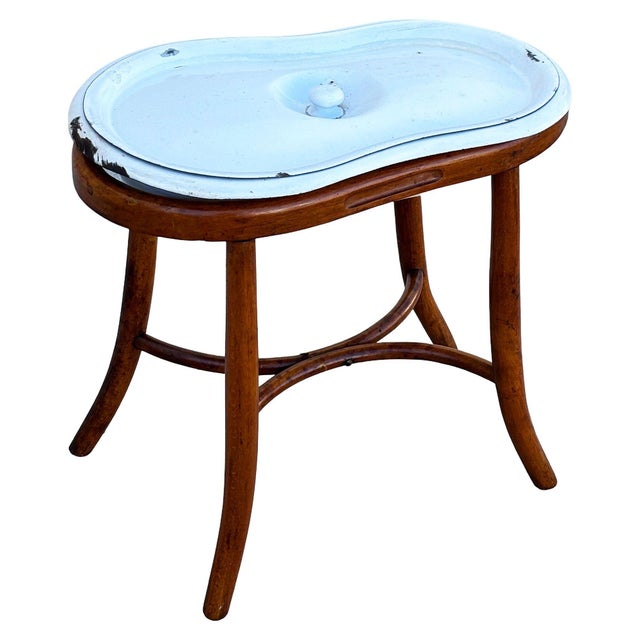 French Style Bentwood Oak Bidet Stand W/ Bowl & Lid Attributed to Thonet For Sale - Image 4 of 7