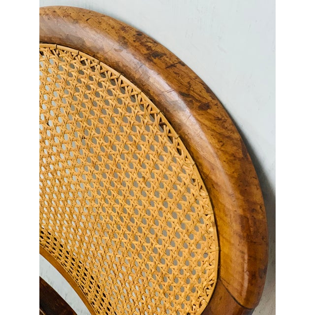 Early 20th Century Vintage Petite Boudoir Chair, Turned Fruitwood Legs and Stretcher With Balloon Caned Back and Seat, in the Style of Louis XVI For Sale - Image 12 of 12