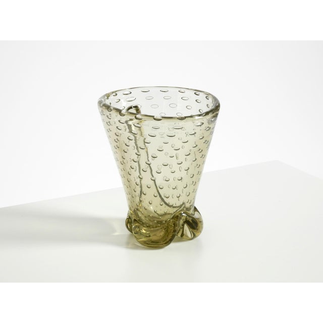 Beautiful 1960s light green hand-blown Murano glass vase by Carlo Scarpa. Manufacturer: Venini. Made in Italy. The bottom...