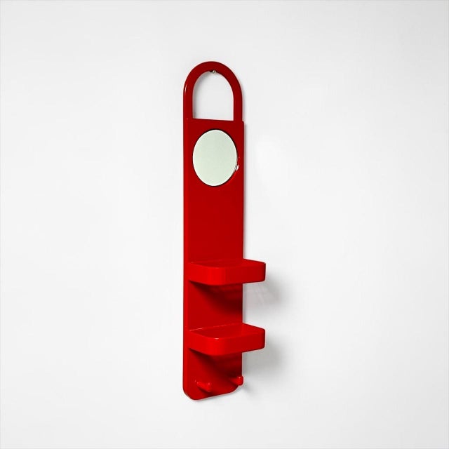 Red Wall Organizer with Mirror by Makio Hasuike for Gedy, Italy, 1970s For Sale - Image 12 of 18