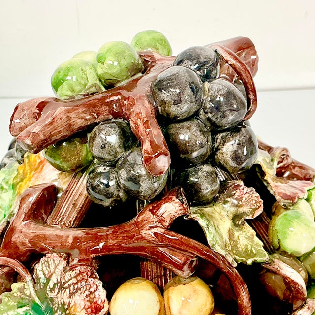 1950s Vintage Majolica Italian Hollywood Regency Grape Clusters Topiary. For Sale - Image 13 of 18