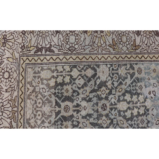 Antique Persian Malayer Gallery Rug With Light Blue Abrash Field Design For Sale - Image 4 of 13