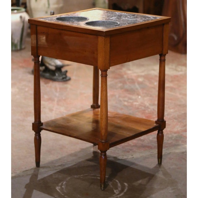 19th Century French Louis Philippe Walnut Rafraîchissoir With Marble Top For Sale - Image 9 of 11