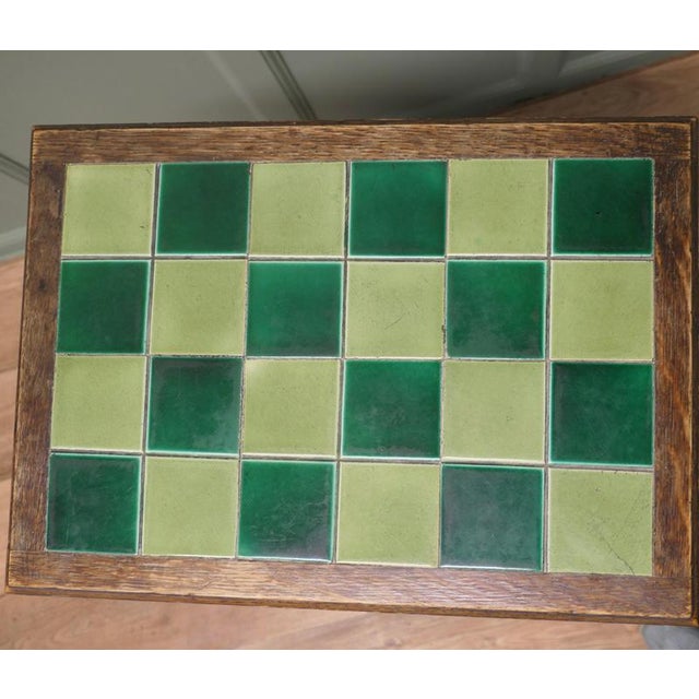 Early 20th Century Heart-Carved Tiled Top Occasional Table from Liberty London, 1900 For Sale - Image 5 of 9