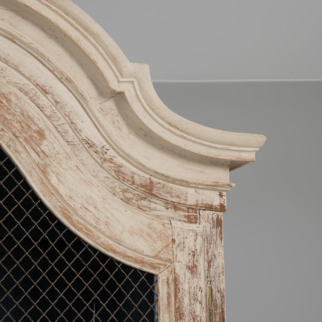 19th Century French Louis XV Wood Patinated Cabinet with Wire Doors For Sale - Image 12 of 18