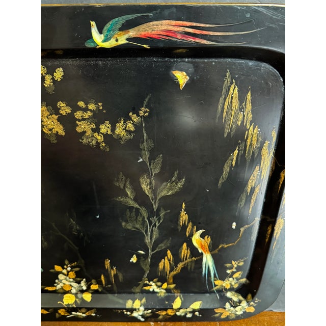 Chinoiserie Papier Mache Tray Table (Tray on Stand) From England For Sale - Image 16 of 16