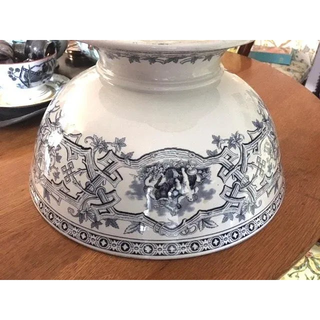 White 19th Century Large Furnival Transferware Centerpiece or Punch Bowl For Sale - Image 8 of 8