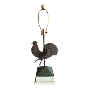 Vintage Early 20th Century Alsy Cresswell Iron Rooster Weathervane Lamp