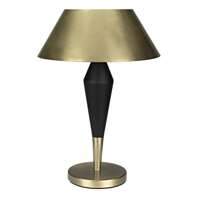 NOIR Blau Table Lamp, Iron with Brass Finish and Black Iron Detail For Sale