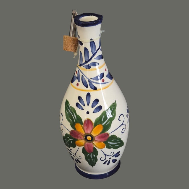 Late 20th Century Seven Piece Whole Home Painted Talavera Style Olive Oil Dipping Set For Sale - Image 4 of 10