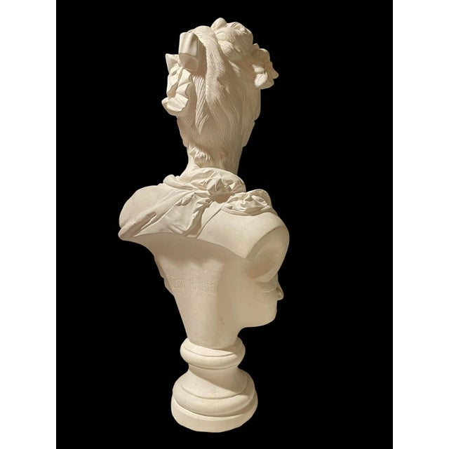French Mid 19th Century Plaster Bust of a Young Lady by A. Carrier Belleuse For Sale - Image 3 of 15