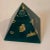 Vintage Lucite Pyramid Shaped Paperweight With Floating Gold Shapes Inside For Sale - Image 4 of 9