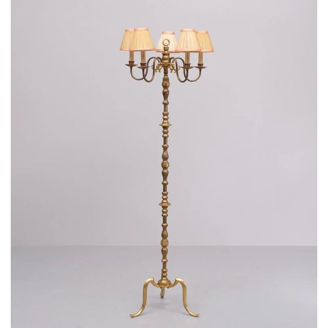 Goldenrod Brass Floor Lamp from Maison Baguès, France, 1960s For Sale - Image 8 of 8