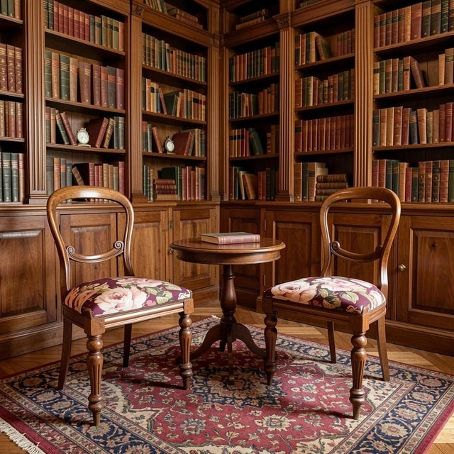 Early 19th Century Victorian Mahogany Balloon Back Dining Chairs, Set of 4 – Floral Upholstery For Sale - Image 5 of 8