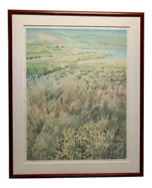 Carson Gladson Large Landscape on Paper, 1980s - Framed