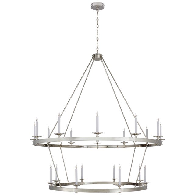 Launceton XXL Two Tiered Chandelier in Polished Nickel Designer: Chapman & Myers Canopy: 6" Round Mounting: Chain Shade...