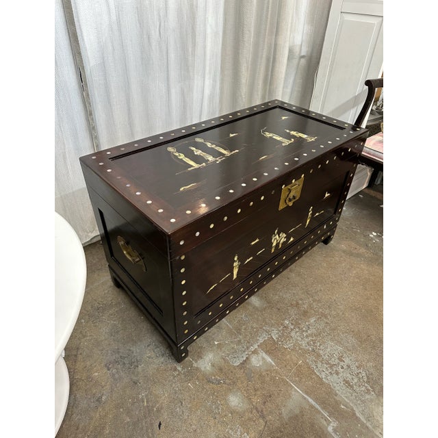 Chinoiserie Antique Rosewood Inlaid Chinoiserie Chest For Sale - Image 3 of 12