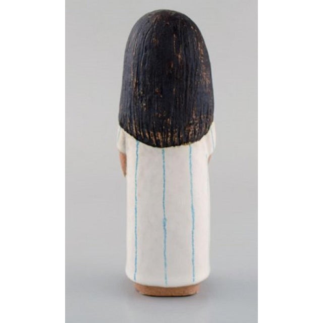 1990s Glazed Ceramic Girl Figurine by Lisa Larson for Gustavsberg, 1993 For Sale - Image 5 of 7