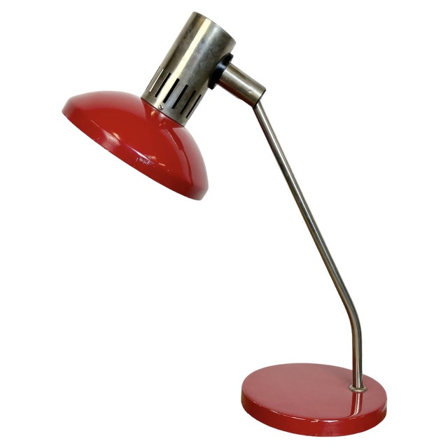 Vintage East German Red Table Lamp from Aka Leuchten, 1970s For Sale