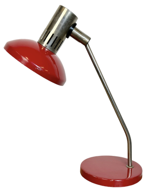 Vintage East German Red Table Lamp from Aka Leuchten, 1970s