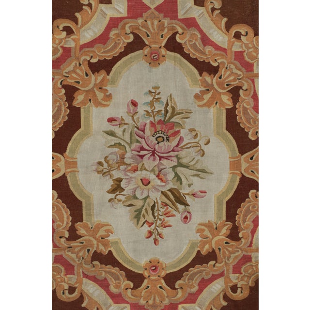 Traditional Antique Aubusson Rug in Brown With Floral Medallion, From Rug & Kilim For Sale - Image 3 of 7
