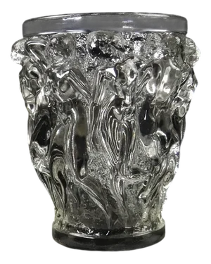 Mid-Century Clear Crystal Bacchantes Vase attributed to René Lalique for Lalique, 1950s