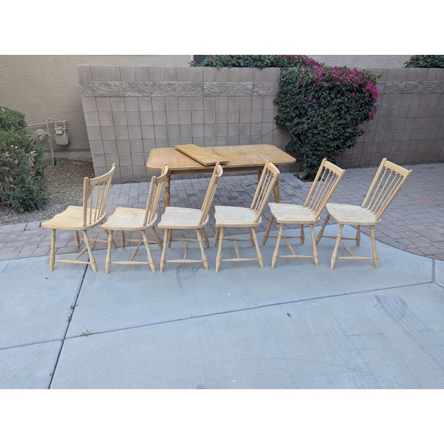 Unfinished Pennsylvania House Table & 6 Chairs 1970s For Sale In Phoenix - Image 6 of 12