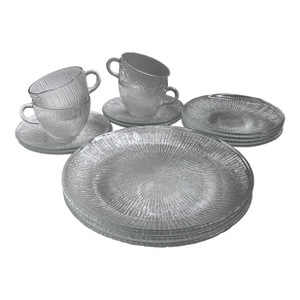 Vintage Jeanette Glass Co. Tree Bark Finlandia Glass Tableware- 19 Pieces