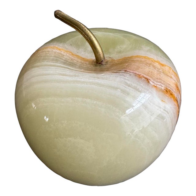 Vintage Onyx Apple Paperweight Petite Genuine Stone Sculpture For Sale