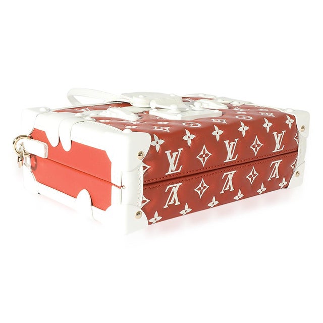 Terracotta & White Monogram Embossed Lambskin Petite Malle For Sale In New York - Image 6 of 8