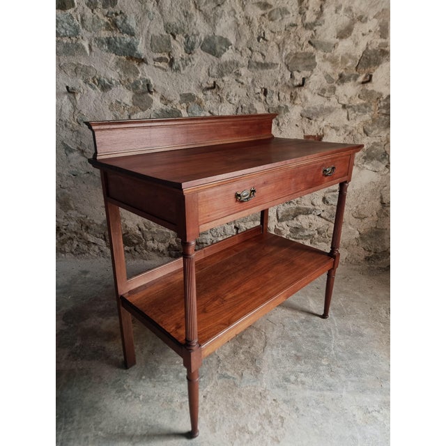 Antique French Mahogany Console Table with Drawer and Shelf, 1900 For Sale - Image 11 of 18