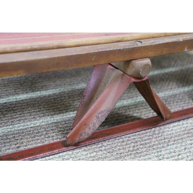 Red Mid Century Royal Racer Oak & Metal Sled Flexible Flyer Style Snow Sleigh For Sale - Image 8 of 18