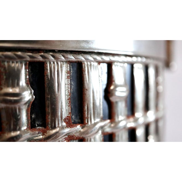 1960s Mid Century Silver Plate Faux Bamboo Ice Bucket With Handle For Sale - Image 11 of 13