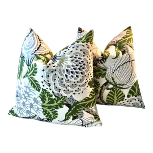 Thibaut “Mitford” in Green Down Filled Pillows - a Pair