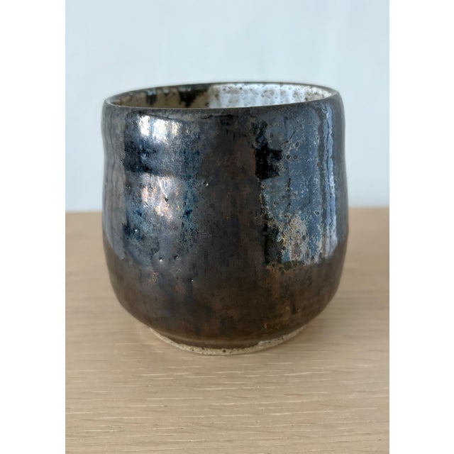 2020s Metallic Black Glaze Organic Modern Studio Pottery Cup For Sale - Image 5 of 7