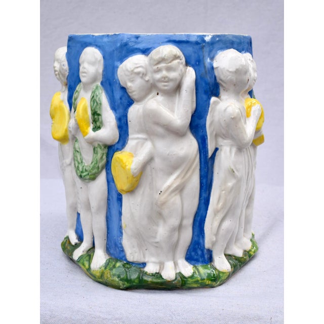 Ceramic Early 20th C. Italian Majolica Planter in the Manner of Della Robbia For Sale - Image 7 of 11