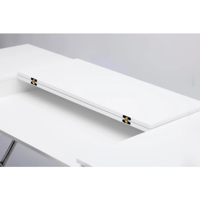 Cosimo Desk with White Mat Lacquered Top & Chrome Frame by Marco Zanuso Jr. for Adentro, 2017 For Sale - Image 9 of 14