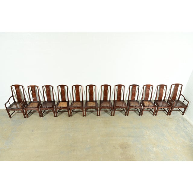 Henredon Hollywood Regency Chinoiserie Sculpted Mahogany Dining Chairs, Set of Twelve For Sale In South Bend - Image 6 of 18