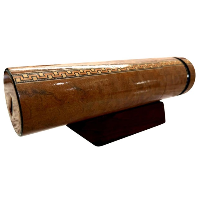American Mark & Carol Reynolds Kaleidovisions Signed Inlaid Wood Kaleidoscope W/ Stand For Sale - Image 3 of 10