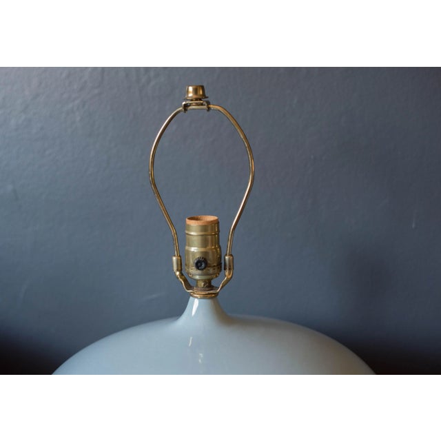 Pair of Sculptural Mid-Century Modern Round Gray Ceramic Table Lamps For Sale In Monterey, CA - Image 6 of 11