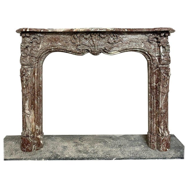 Large Antique Louis XV French Marble Fireplace, 1770 For Sale - Image 10 of 10